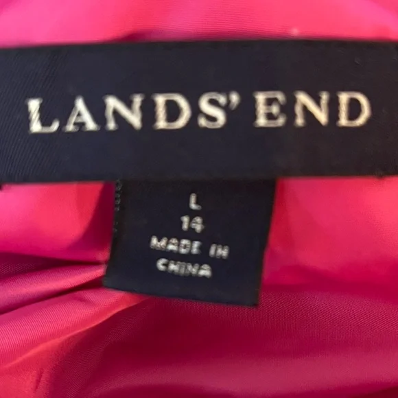 Lands End Girls Pink Goose Down Puffer Jacket Long Parka Winter Coat Size L (14) - Picture 9 of 11